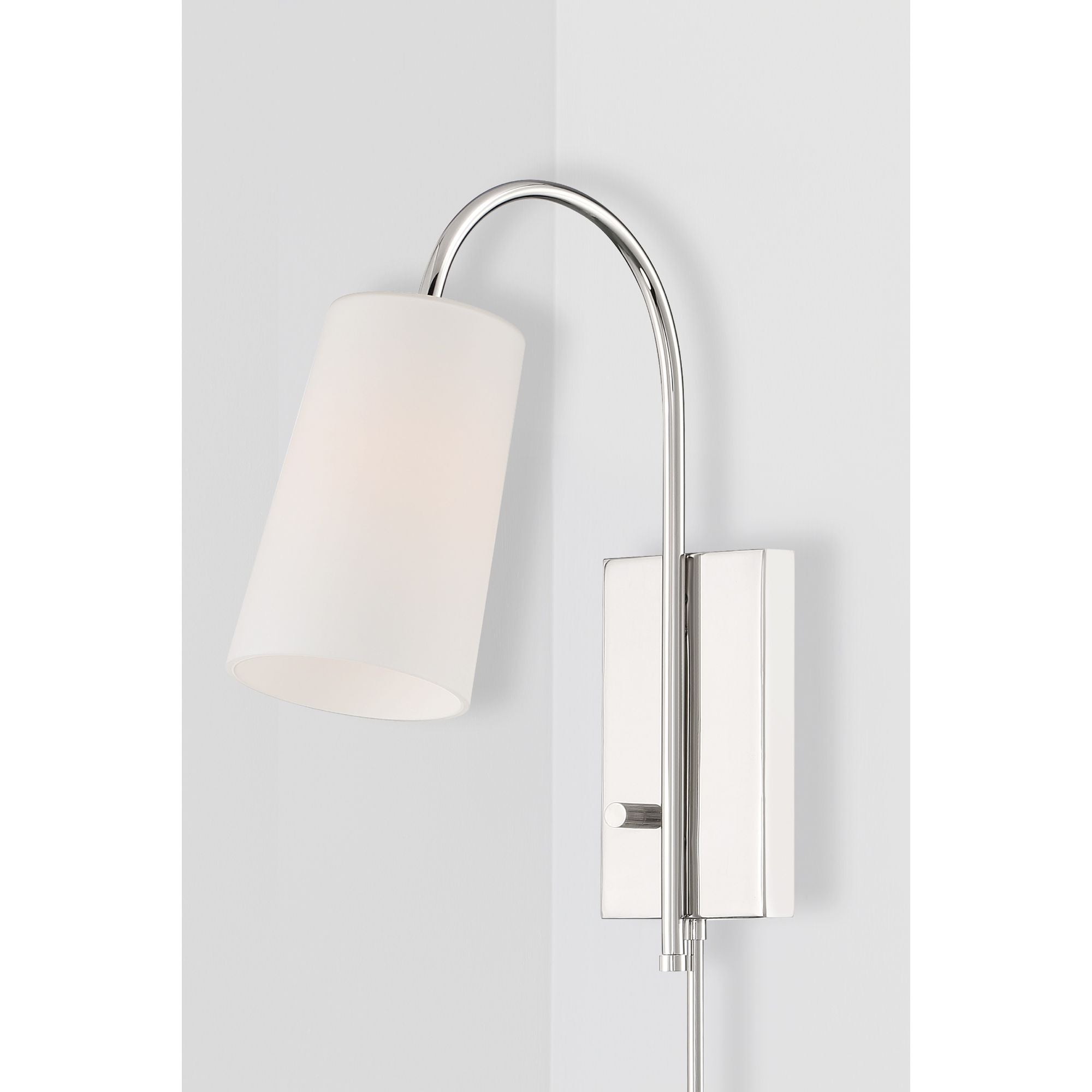 Alexa 1 Light Polished Nickel Task Sconce Glass Shade 5"W x 18.5"H x 13.25"D