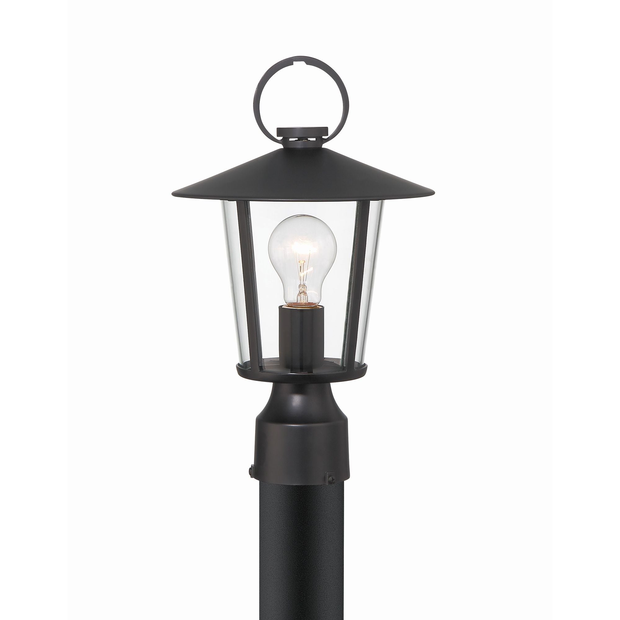 Andover 1 Light Matte Black Outdoor Post Clear Glass 9"W x 14.5"H x 9"D