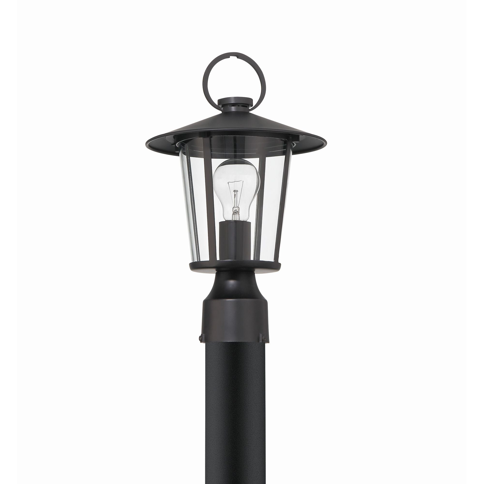 Andover 1 Light Matte Black Outdoor Post Clear Glass 9"W x 14.5"H x 9"D