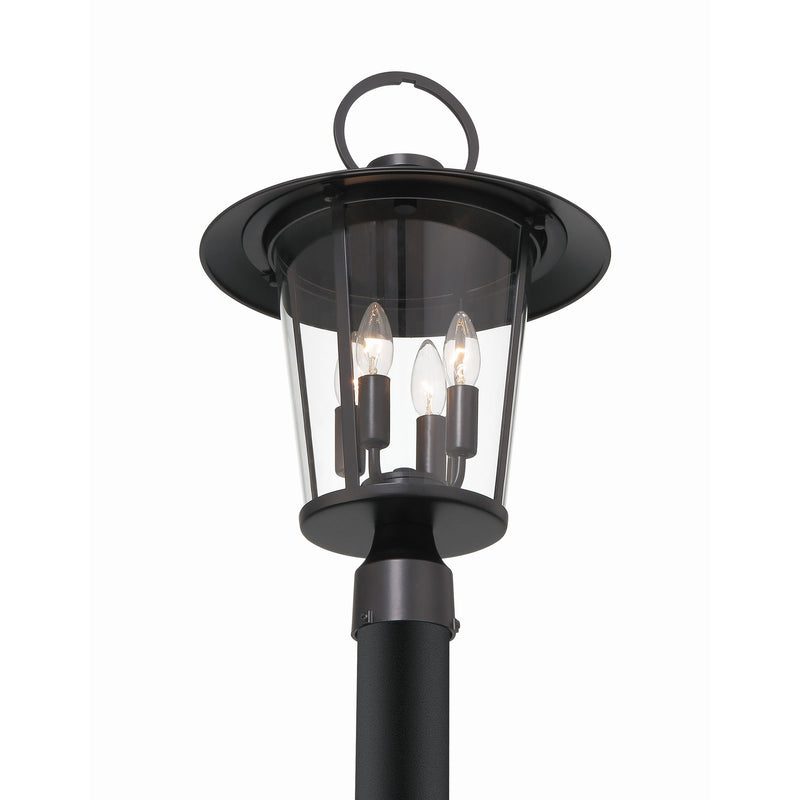 Andover 4 Light Matte Black Outdoor Lantern Post