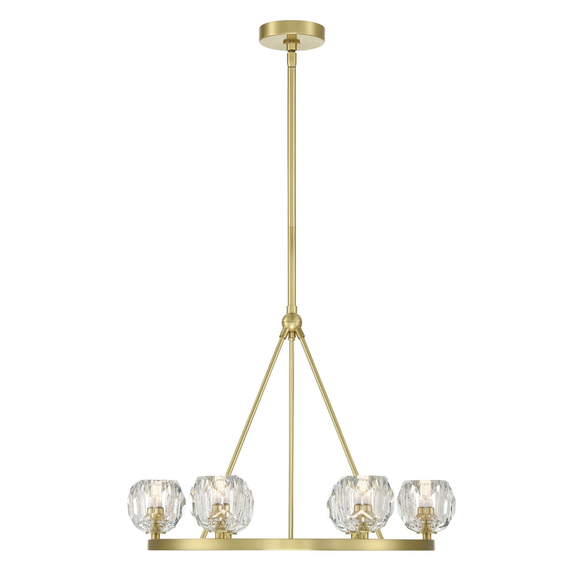Aragon 6 Light LED Soft Brass Chandelier Faceted Cut Crystal 24"W x 18"H x 24"D