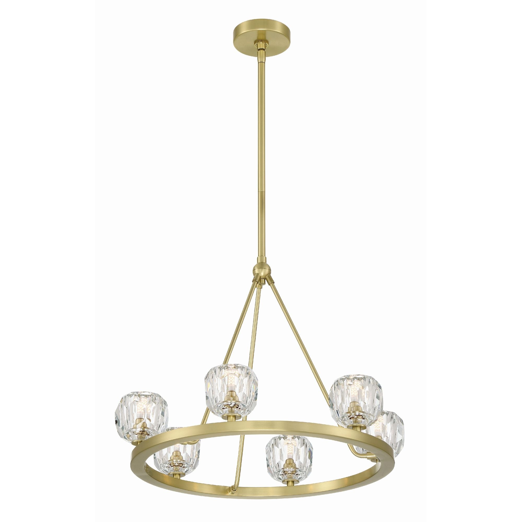 Aragon 6 Light LED Soft Brass Chandelier Faceted Cut Crystal 24"W x 18"H x 24"D