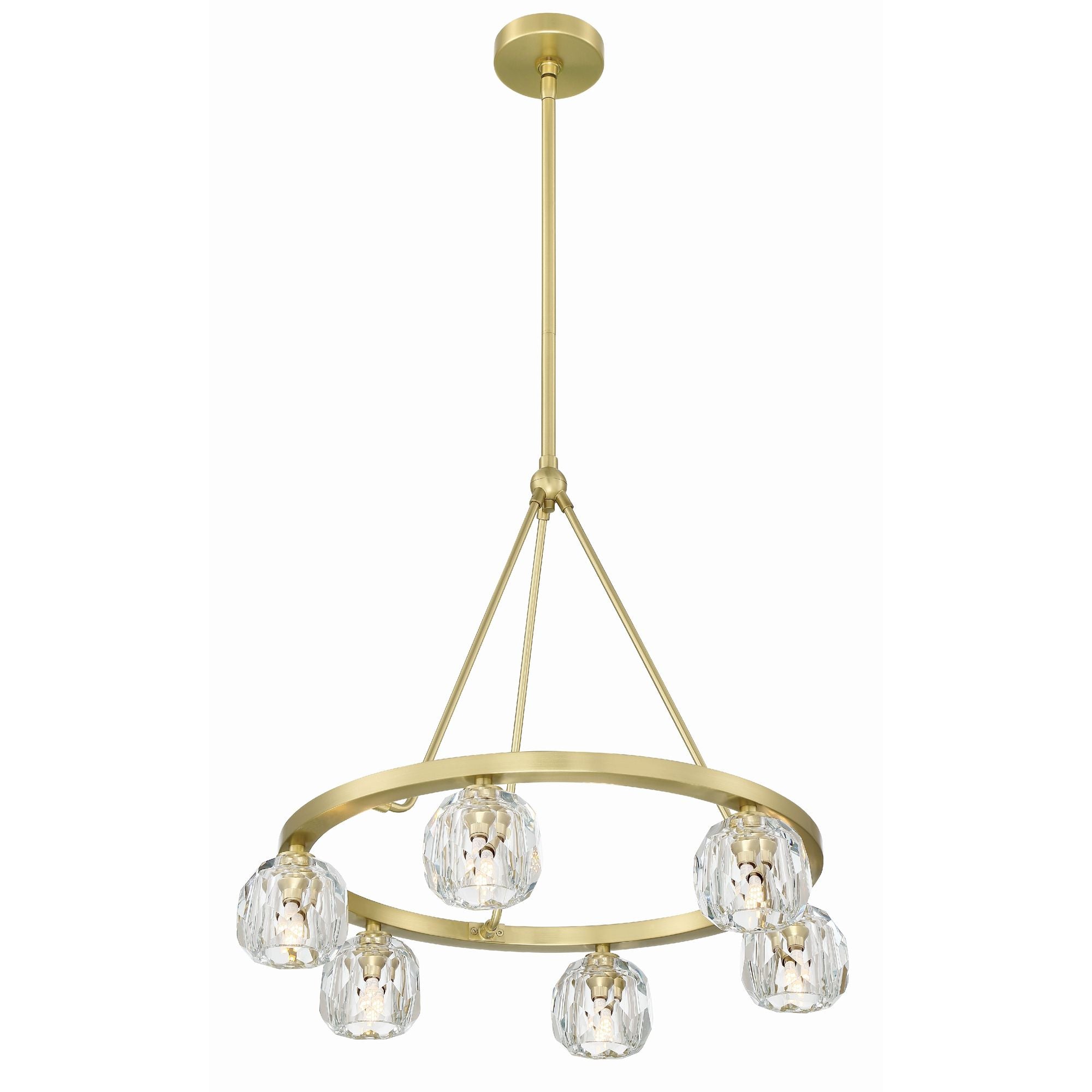 Aragon 6 Light LED Soft Brass Chandelier Faceted Cut Crystal 24"W x 18"H x 24"D