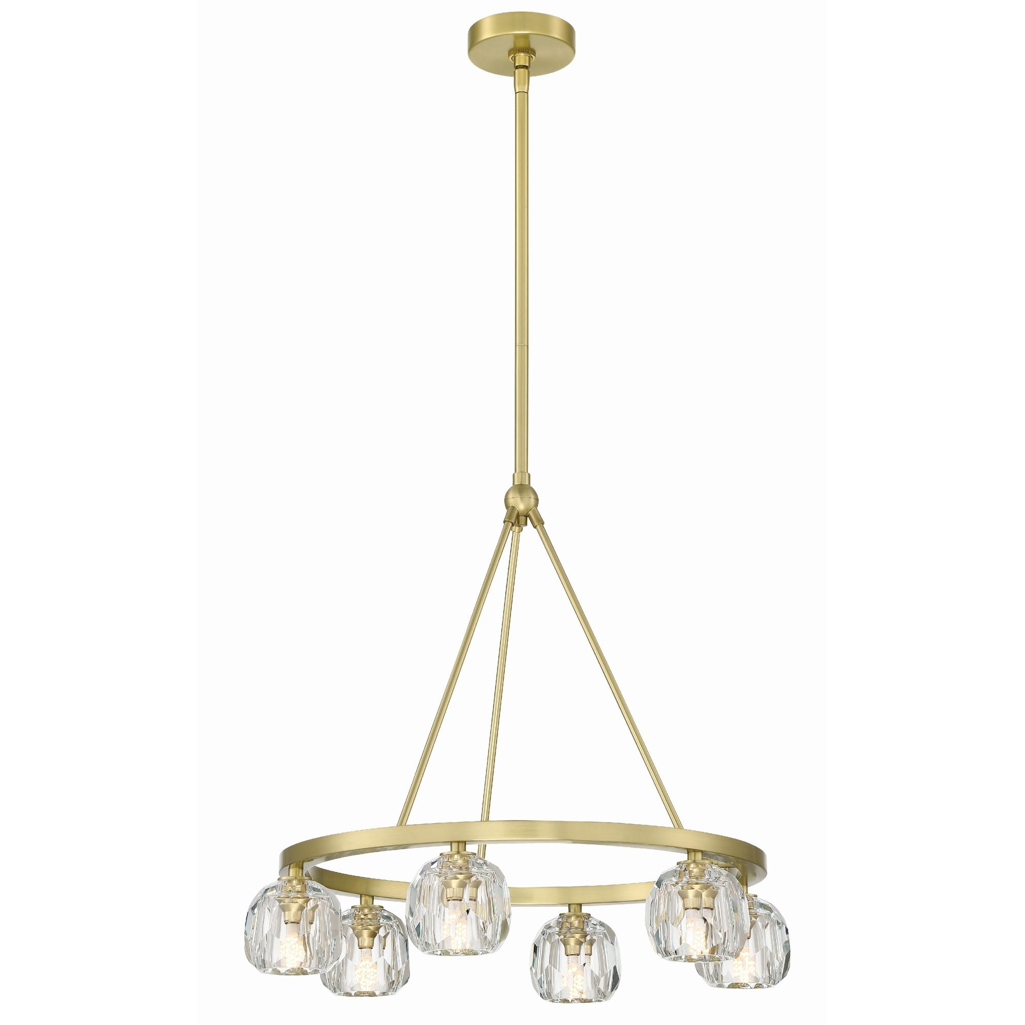 Aragon 6 Light LED Soft Brass Chandelier Faceted Cut Crystal 24"W x 18"H x 24"D