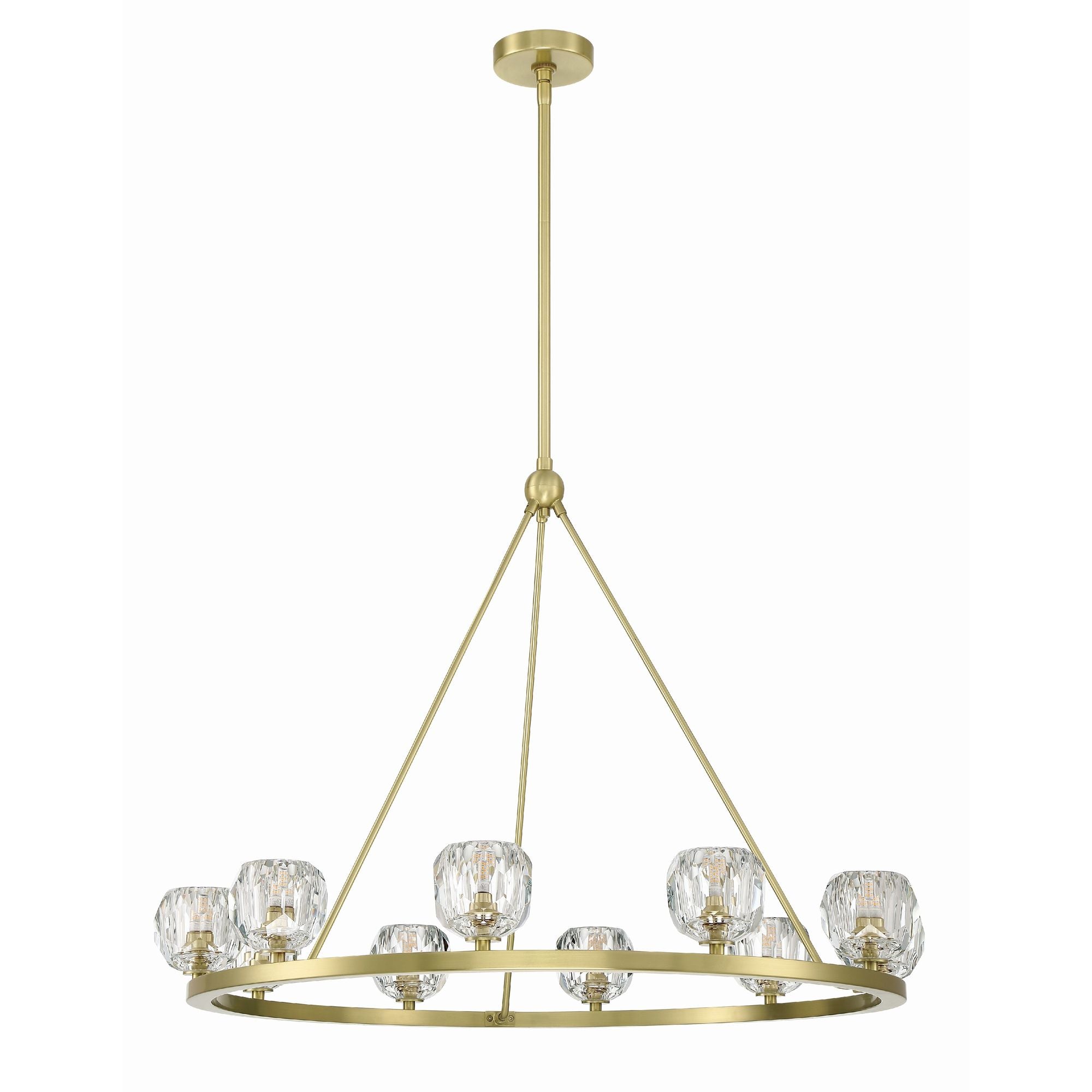 Aragon 10 Light LED Soft Brass Chandelier Faceted Cut Crystal 36"W x 26"H x 36"D