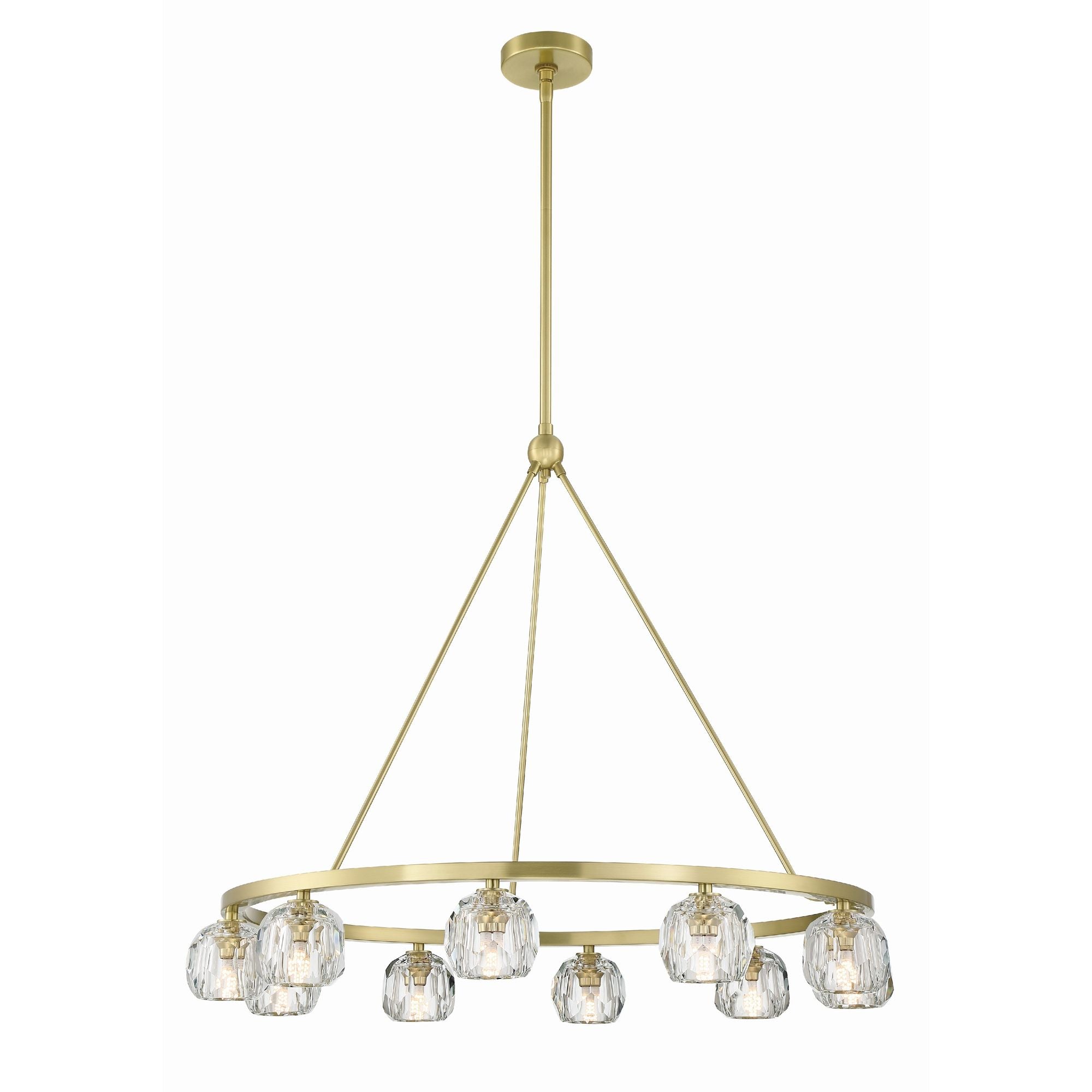 Aragon 10 Light LED Soft Brass Chandelier Faceted Cut Crystal 36"W x 26"H x 36"D