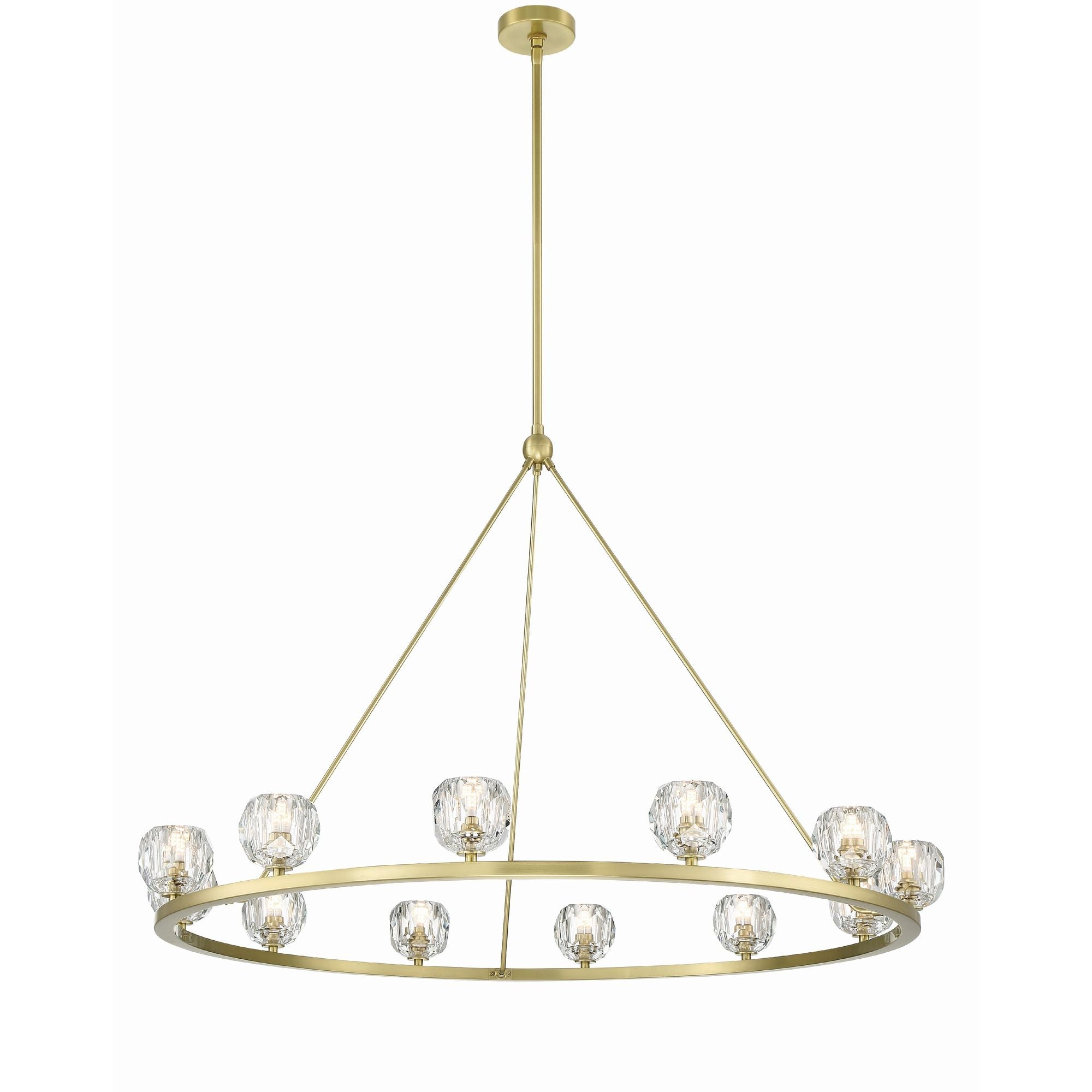 Aragon 12 Light LED Soft Brass Chandelier Faceted Cut Crystal 48"W x 32"H x 48"D