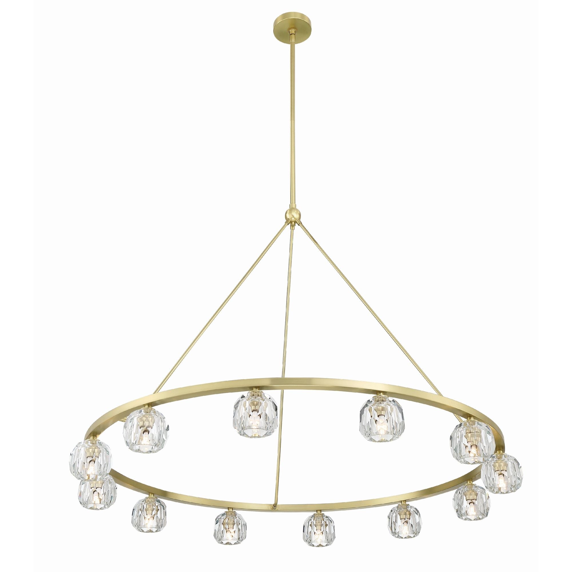 Aragon 12 Light LED Soft Brass Chandelier Faceted Cut Crystal 48"W x 32"H x 48"D