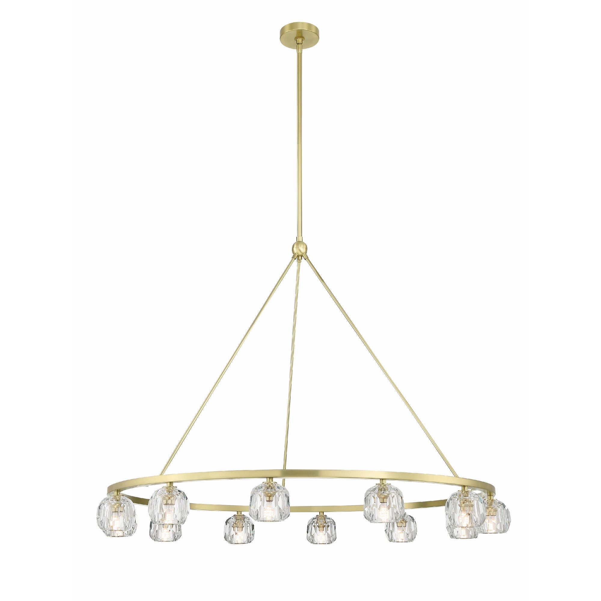 Aragon 12 Light LED Soft Brass Chandelier Faceted Cut Crystal 48"W x 32"H x 48"D