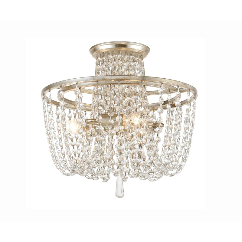 Arcadia 3 Light Antique Silver Crystal Ceiling Mount