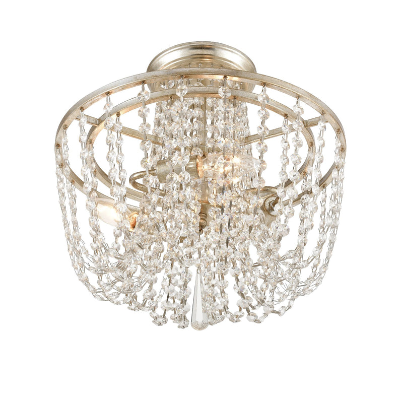 Arcadia 3 Light Antique Silver Crystal Ceiling Mount