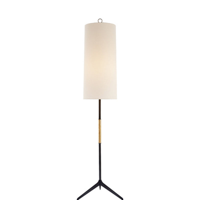 AERIN Frankfort Floor Lamp in Aged Iron with Gilded Accents and Linen Shade