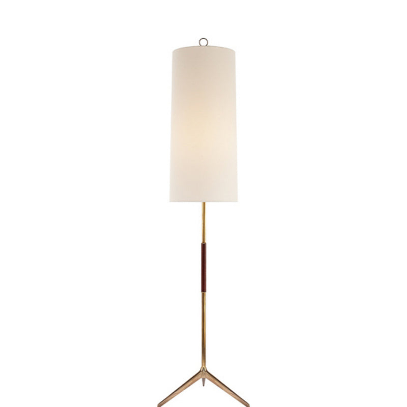 AERIN Frankfort Floor Lamp in Hand-Rubbed Antique Brass with Mahogany Accents and Linen Shade