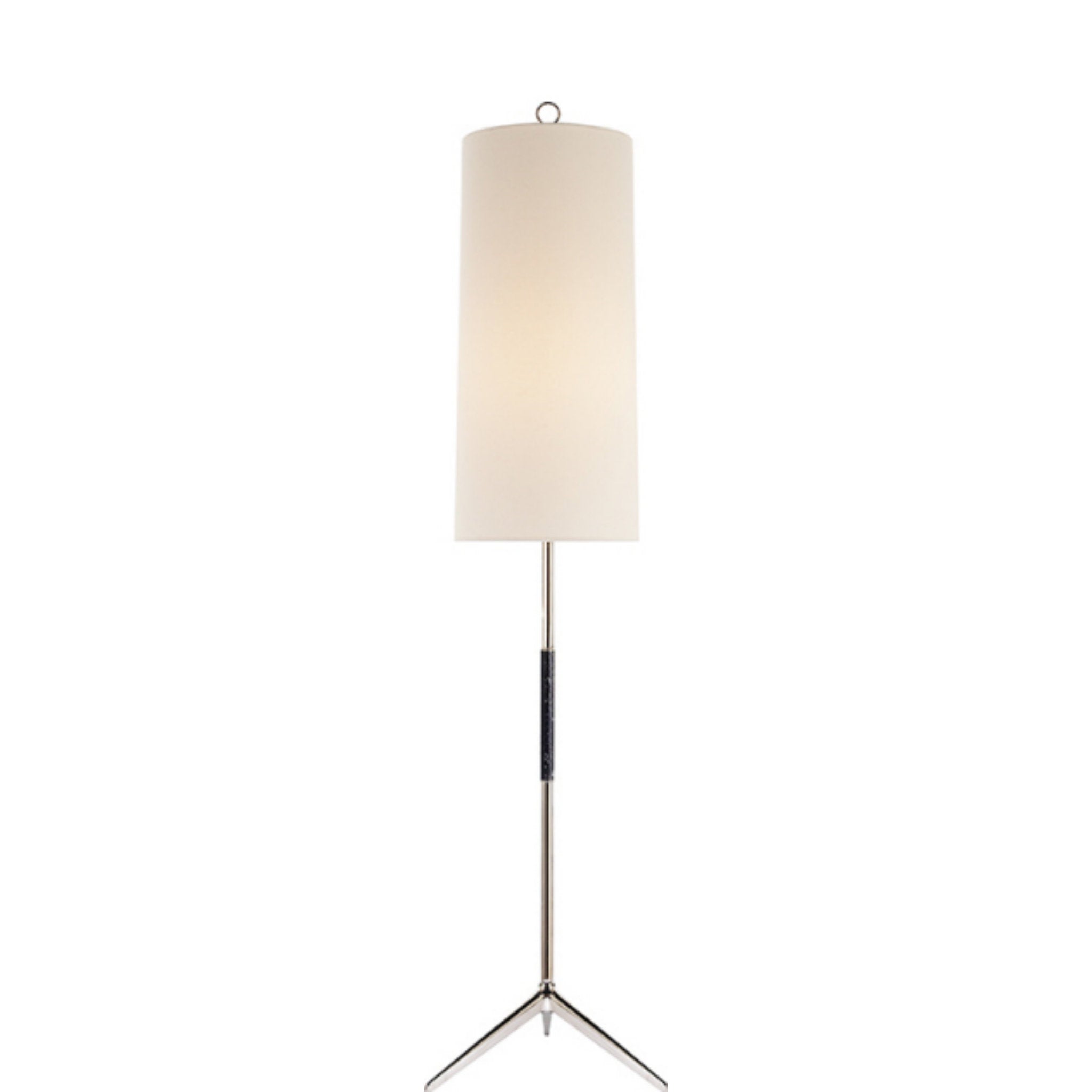AERIN Frankfort Floor Lamp in Polished Nickel with Ebony Accents and Linen Shade
