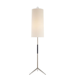 AERIN Frankfort Floor Lamp in Polished Nickel with Ebony Accents and Linen Shade