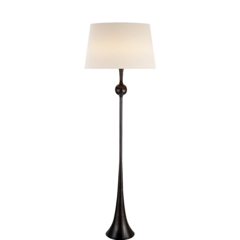 AERIN Dover Floor Lamp in Aged Iron with Linen Shade