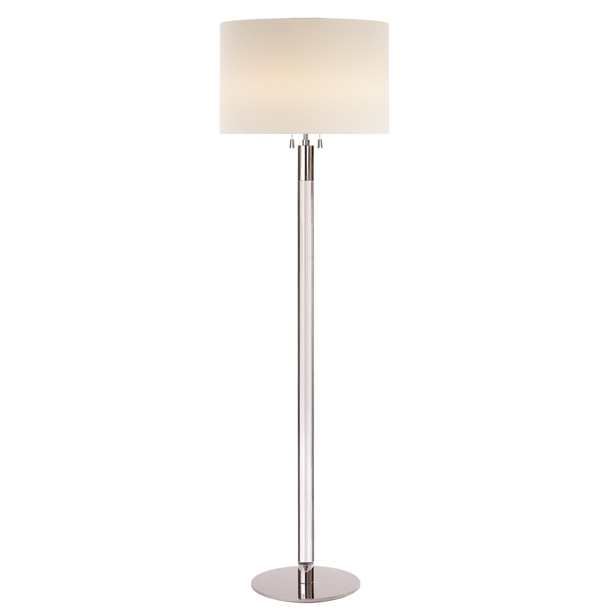 AERIN Riga Floor Lamp in Clear Glass and Polished Nickel with Linen Shade W20" x H60"