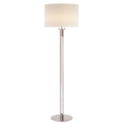 AERIN Riga Floor Lamp in Clear Glass and Polished Nickel with Linen Shade
