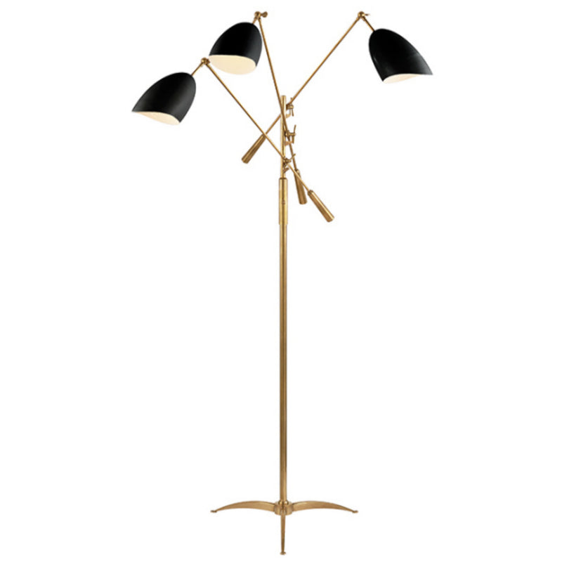 AERIN Sommerard Triple Arm Floor Lamp in Hand-Rubbed Antique Brass with Black