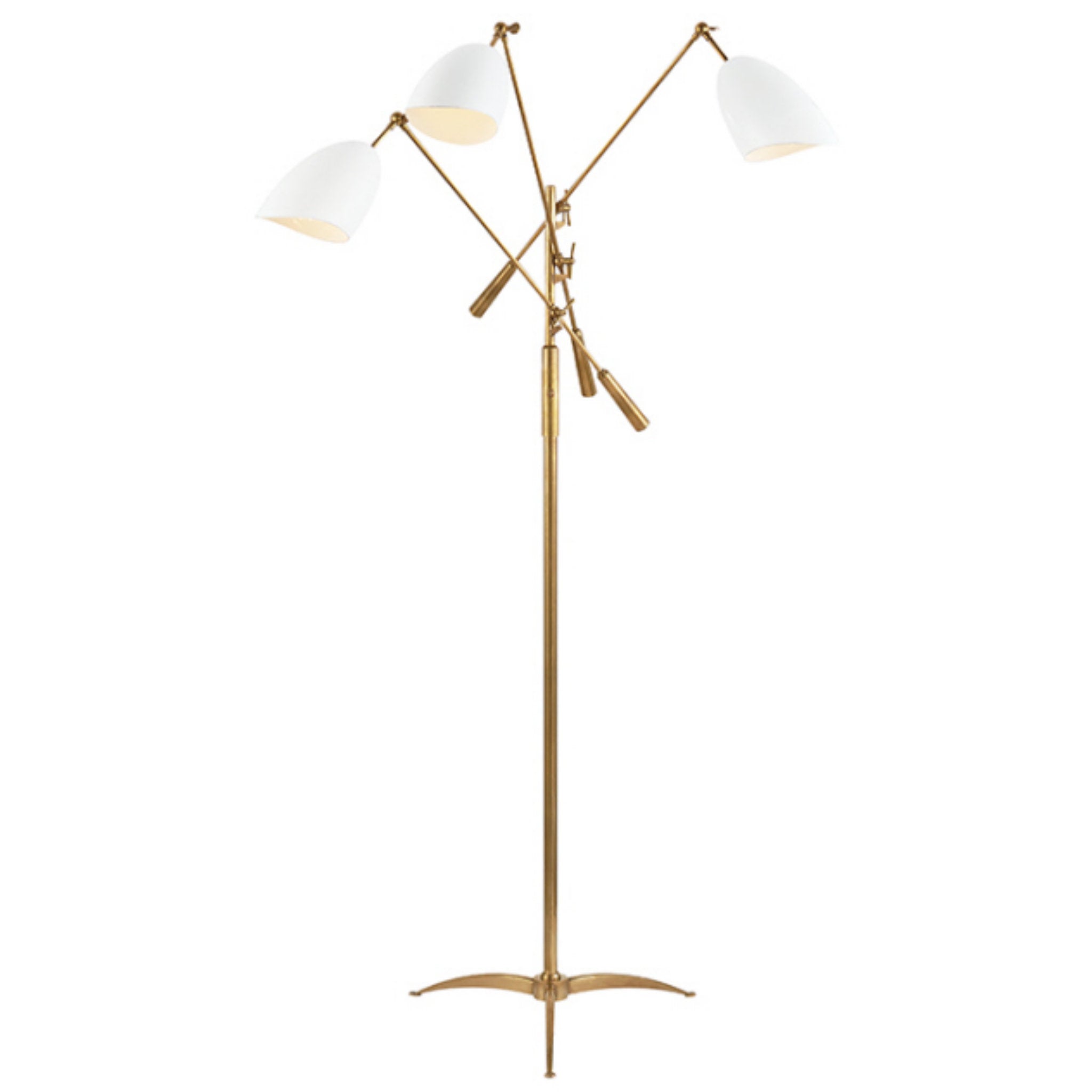 AERIN Sommerard Triple Arm Floor Lamp in Hand-Rubbed Antique Brass with White