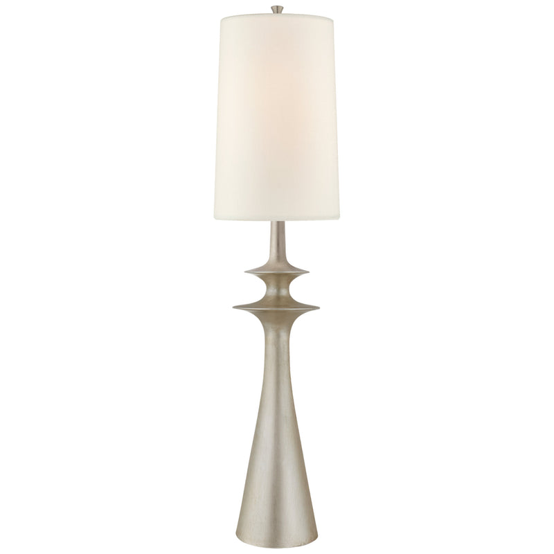 AERIN Lakmos Floor Lamp in Burnished Silver Leaf with Linen Shade
