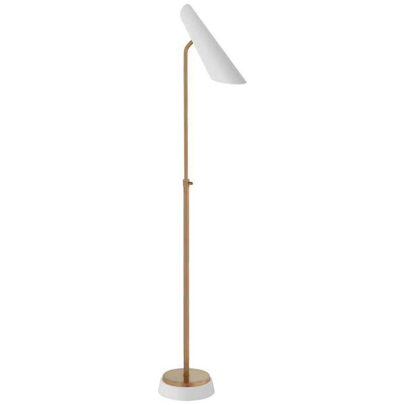 AERIN Franca Adjustable Floor Lamp in Hand-Rubbed Antique Brass with White Shade
