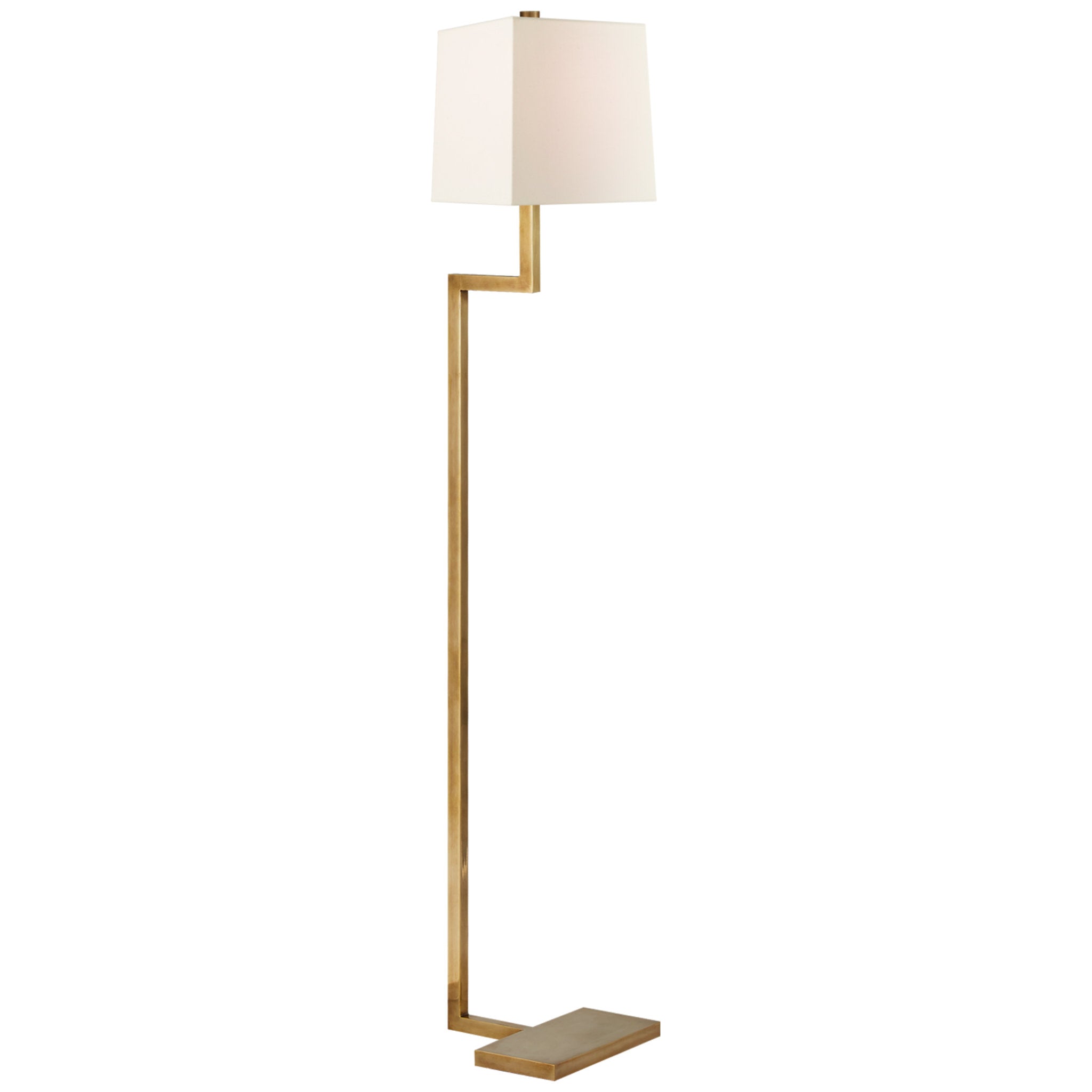 AERIN Alander Floor Lamp in Hand-Rubbed Antique Brass with Linen Shade