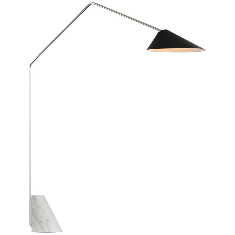 AERIN Lorna Extra Large Arc Floor Lamp in Polished Nickel with Black Shade