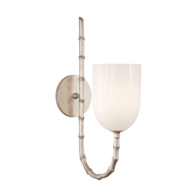 AERIN Edgemere Wall Light in Burnished Silver Leaf with White Glass
