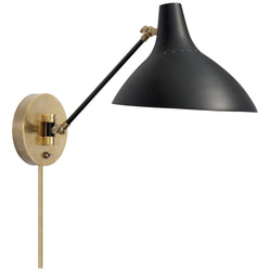 AERIN Charlton Wall Light in Black and Hand-Rubbed Antique Brass