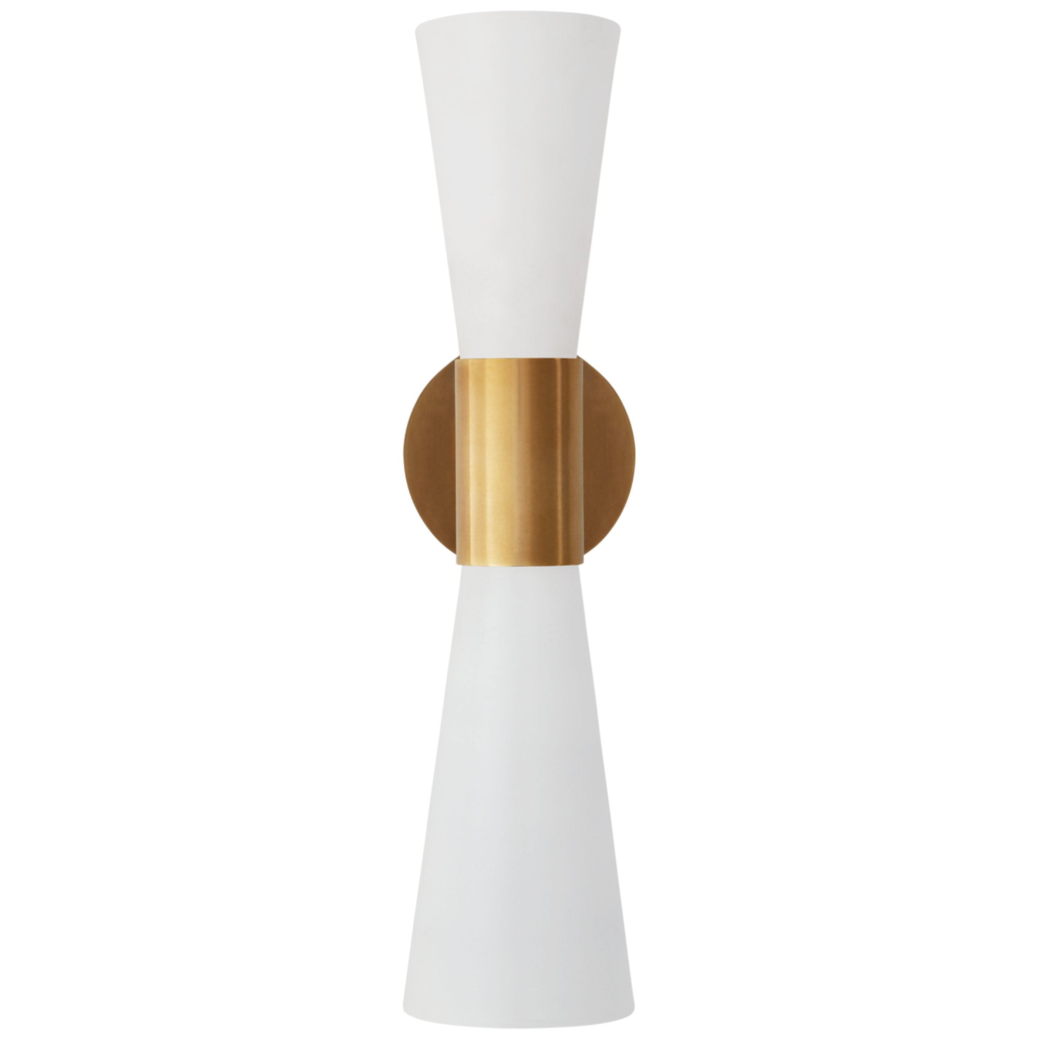 AERIN Clarkson Medium Narrow Sconce in Hand-Rubbed Antique Brass and White