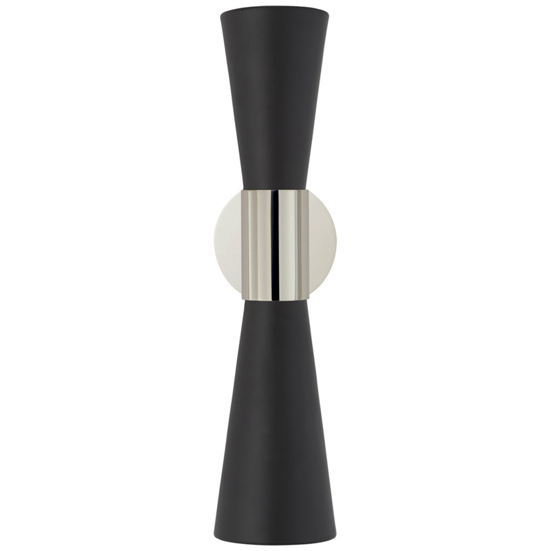AERIN Clarkson Medium Narrow Sconce in Polished Nickel and Black