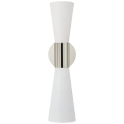 AERIN Clarkson Medium Narrow Sconce in Polished Nickel and White