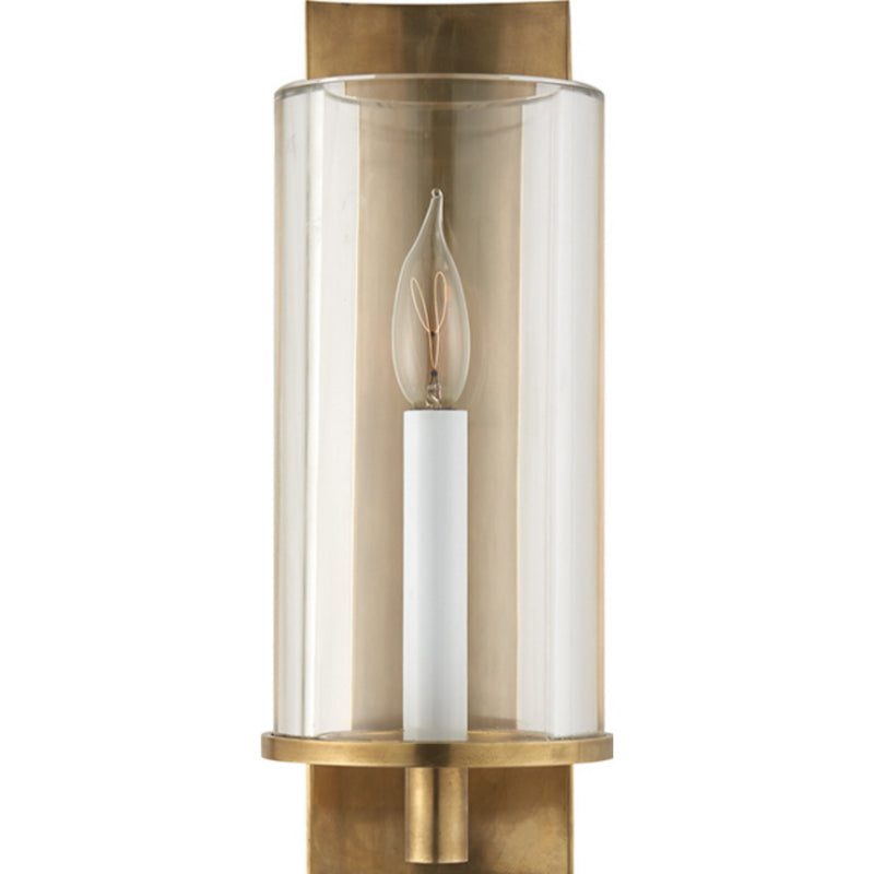 AERIN Truffaut Single Sconce Hand-Rubbed Antique Brass with Clear Glass