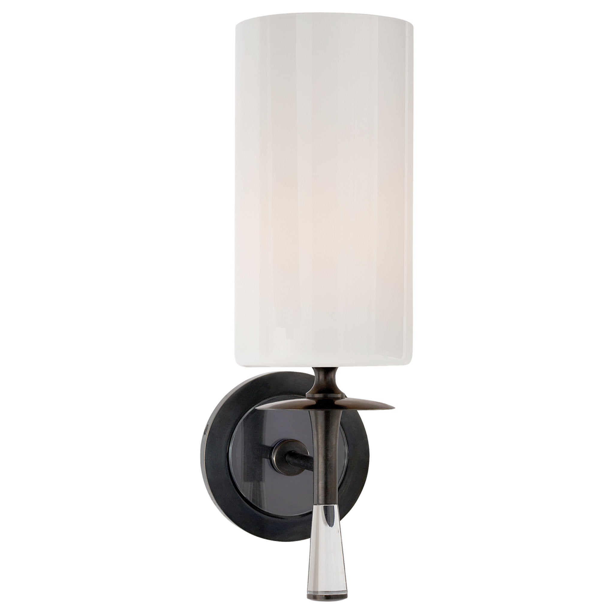 AERIN Drunmore Single Sconce in Bronze and Crystal with White Glass Shade Wall Light W4.5" x H14.25"