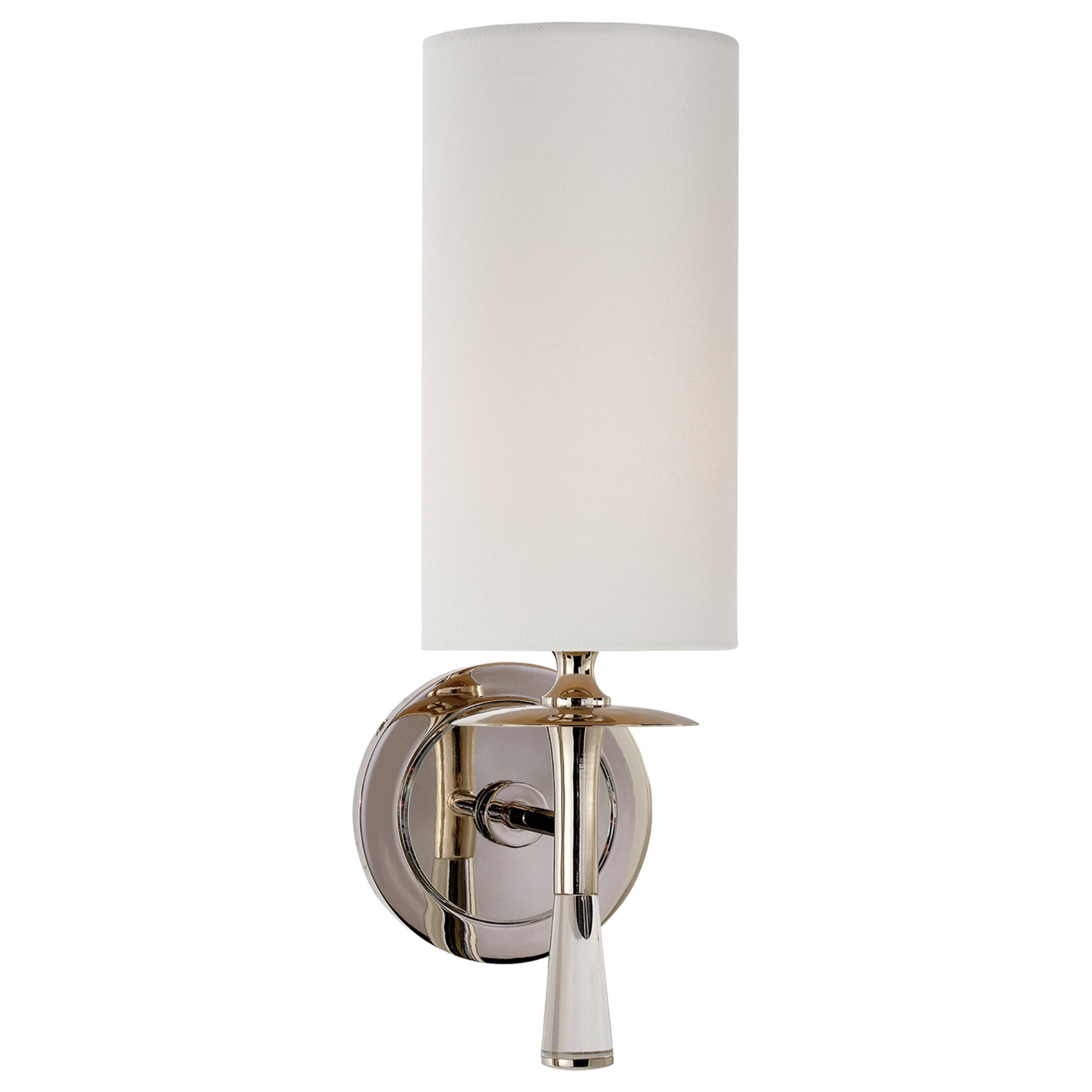 AERIN Drunmore Single Sconce in Polished Nickel and Crystal with Linen Shade