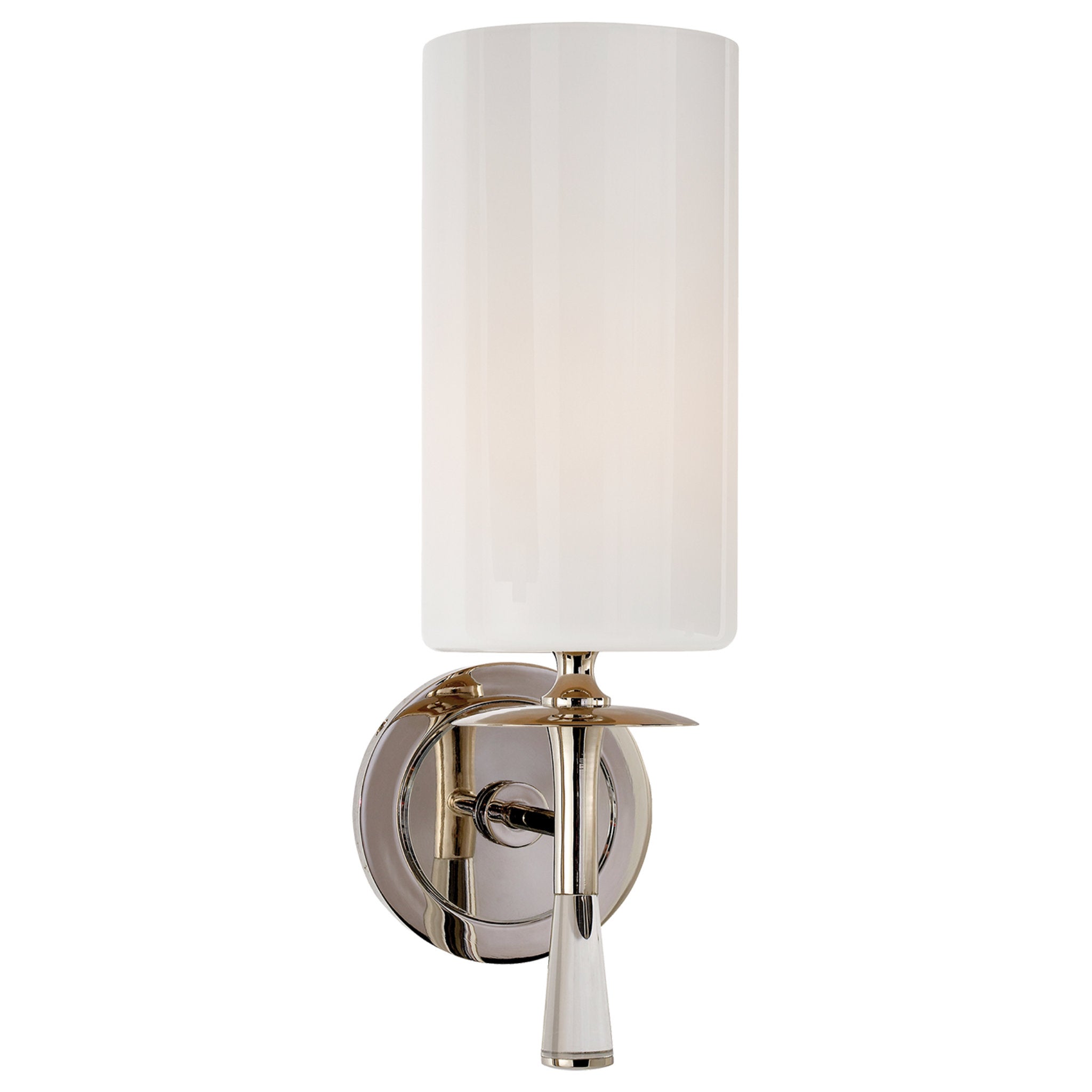 AERIN Drunmore Single Sconce in Polished Nickel and Crystal with White Glass Shade