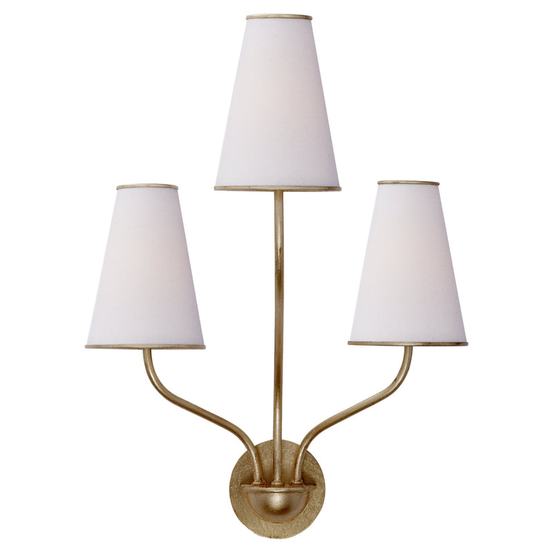 AERIN Montreuil Small Wall Sconce in Gild with Linen Shades