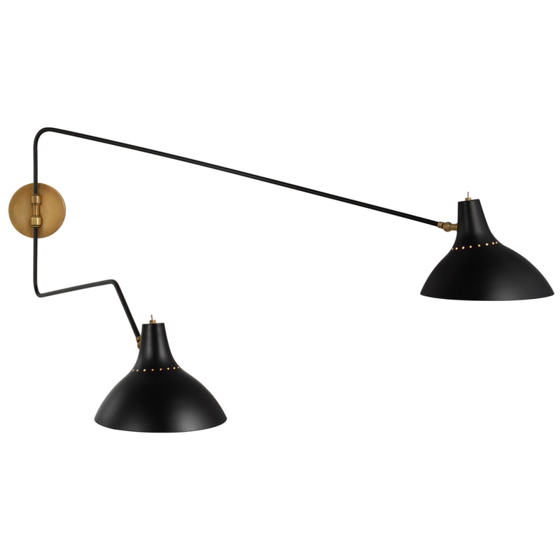 AERIN Charlton Large Double Wall Light in Black