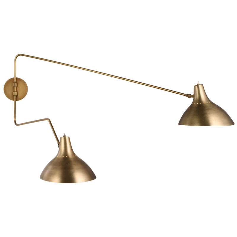 AERIN Charlton Large Double Wall Light in Hand-Rubbed Antique Brass