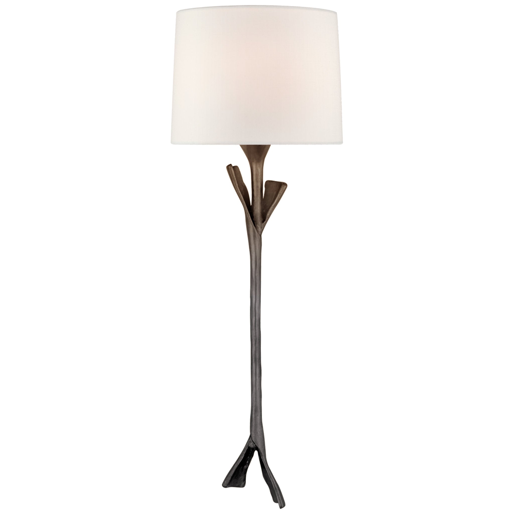 AERIN Fliana Tail Sconce in Aged Iron with Linen Shade