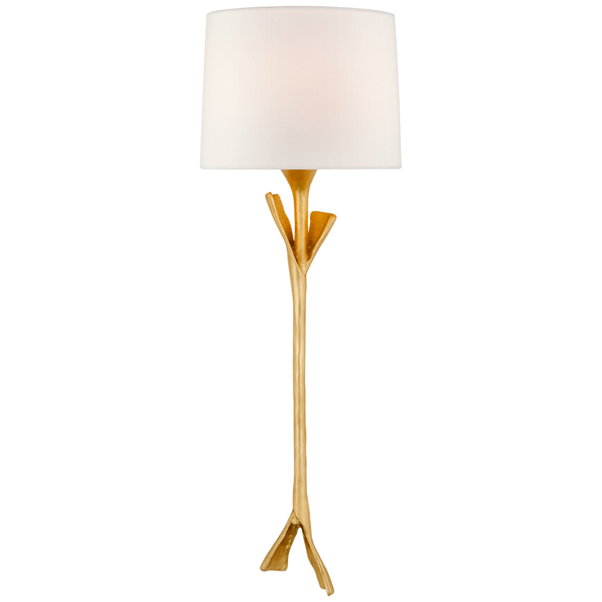 AERIN Fliana Tail Sconce in Gild with Linen Shade Wall Light W8.5" x H24"