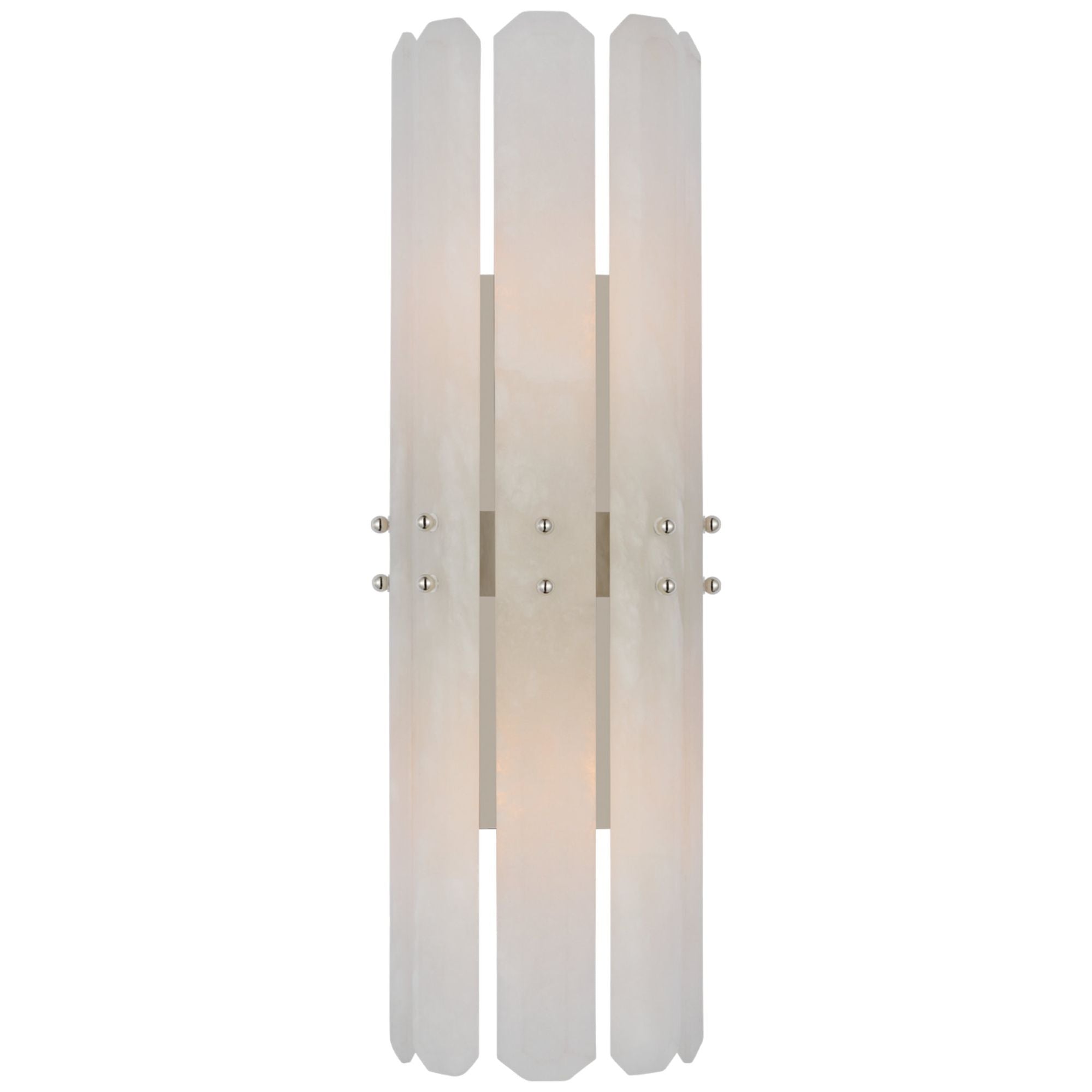 AERIN Bonnington Tall Sconce in Polished Nickel with Alabaster Wall Light W7.5" x H22"