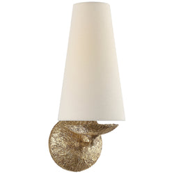 AERIN Fontaine Single Sconce in Gilded Plaster with Linen Shade