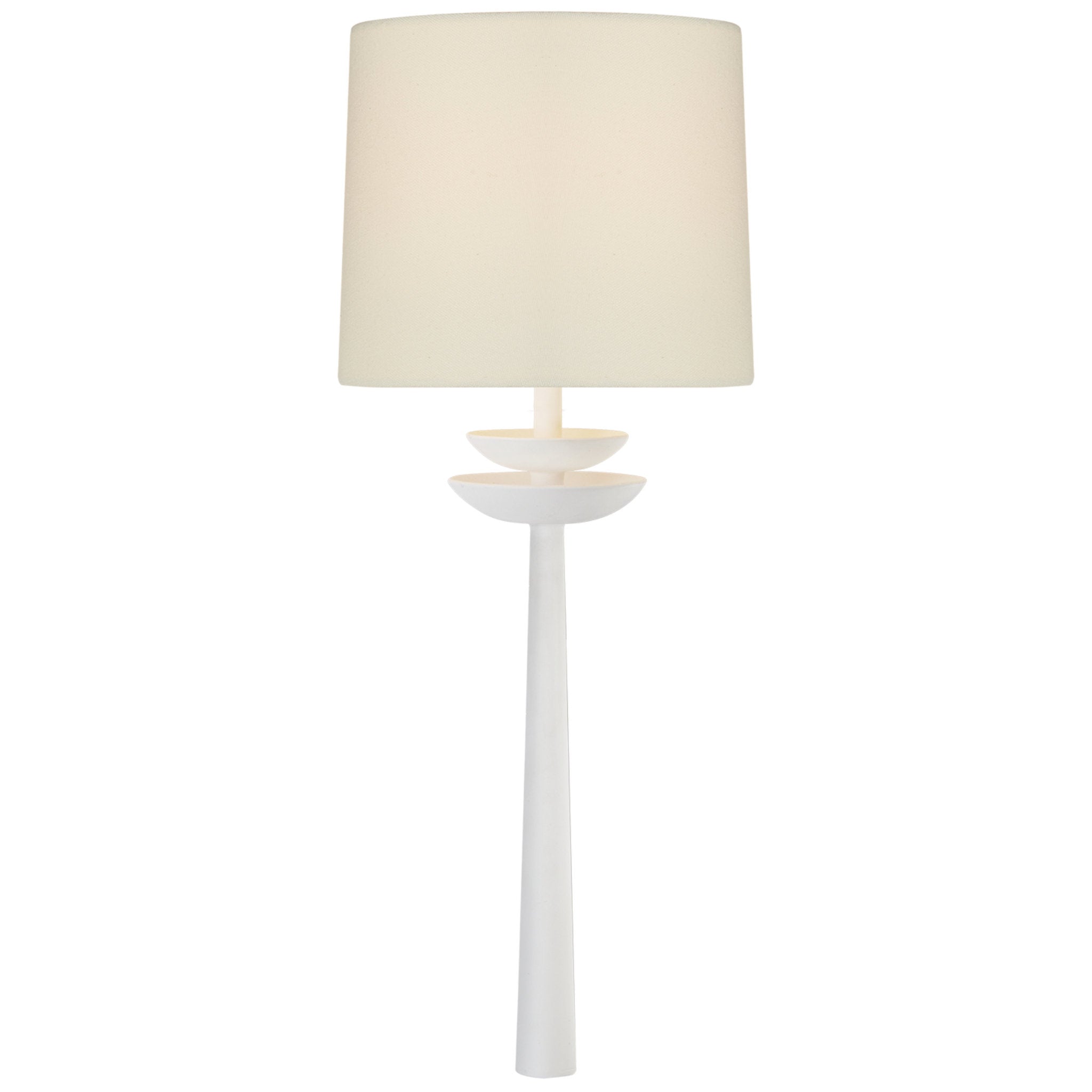 AERIN Beaumont Medium Tail Sconce in White with Linen Shade