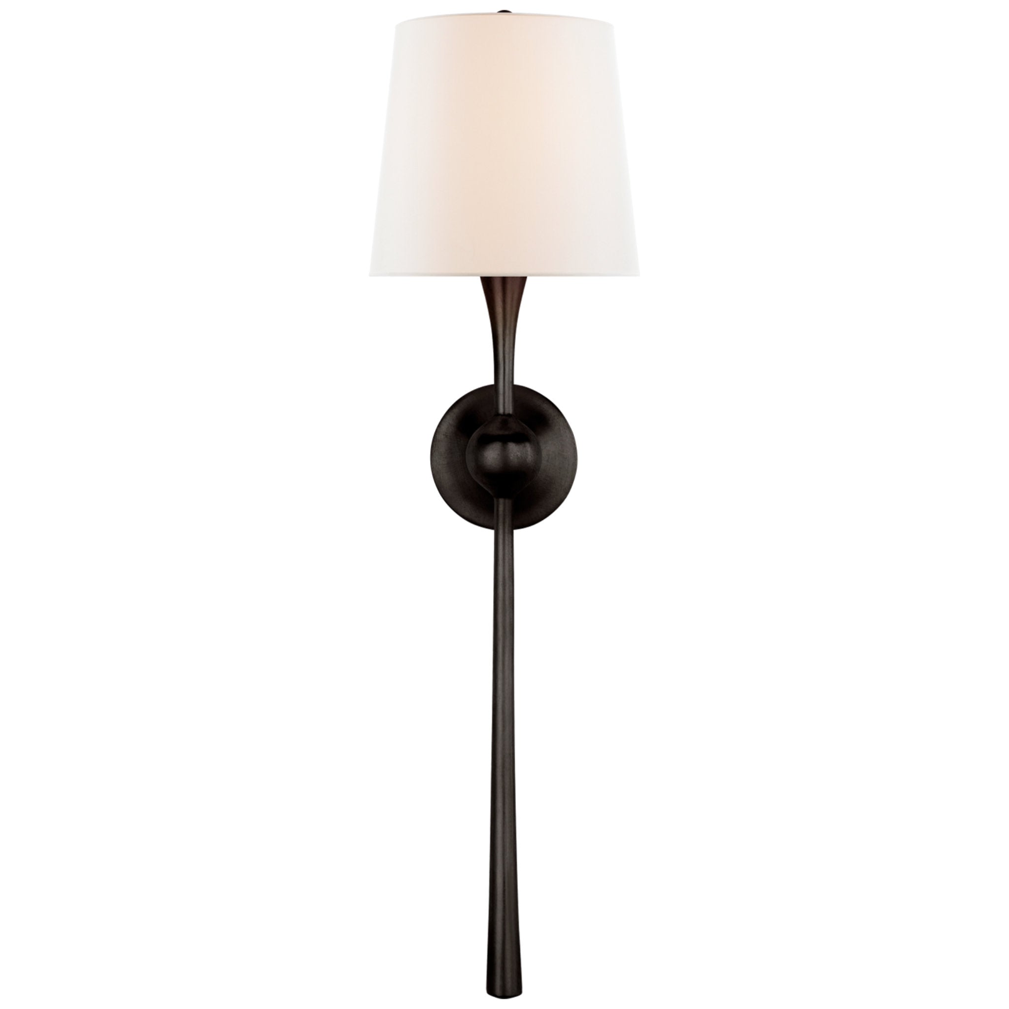 AERIN Dover Large Tail Sconce in Aged Iron with Linen Shade