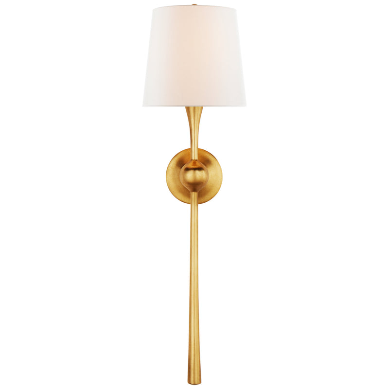 AERIN Dover Large Tail Sconce in Gild with Linen Shade