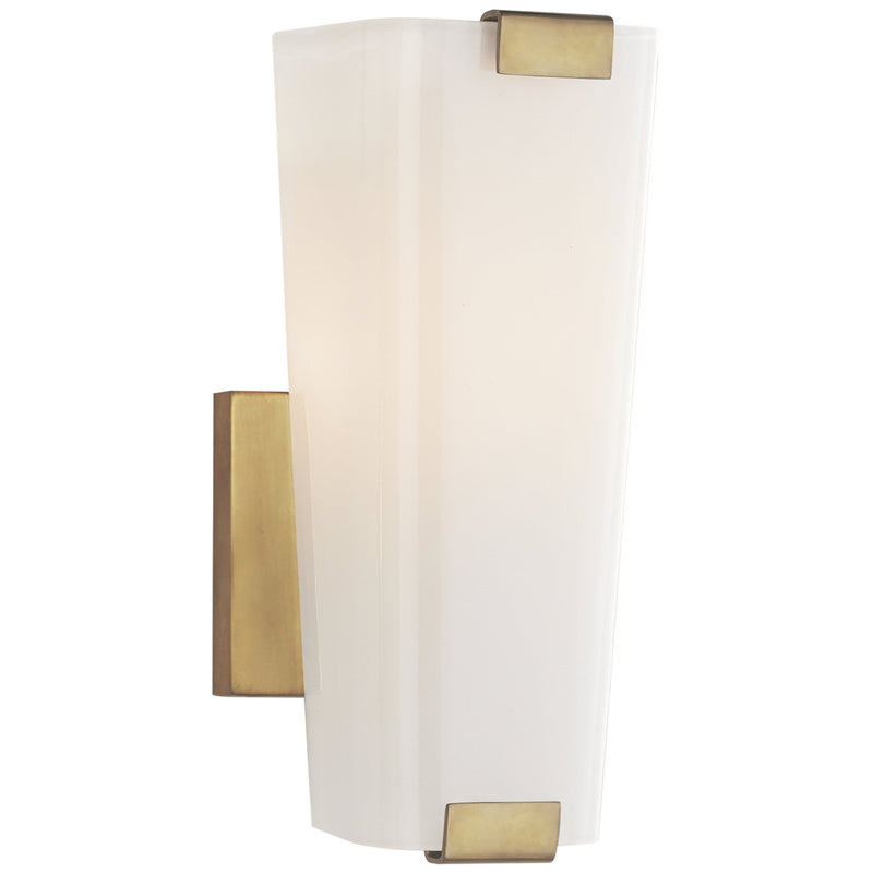 AERIN Alpine Small Single Sconce in Hand-Rubbed Antique Brass with White Glass