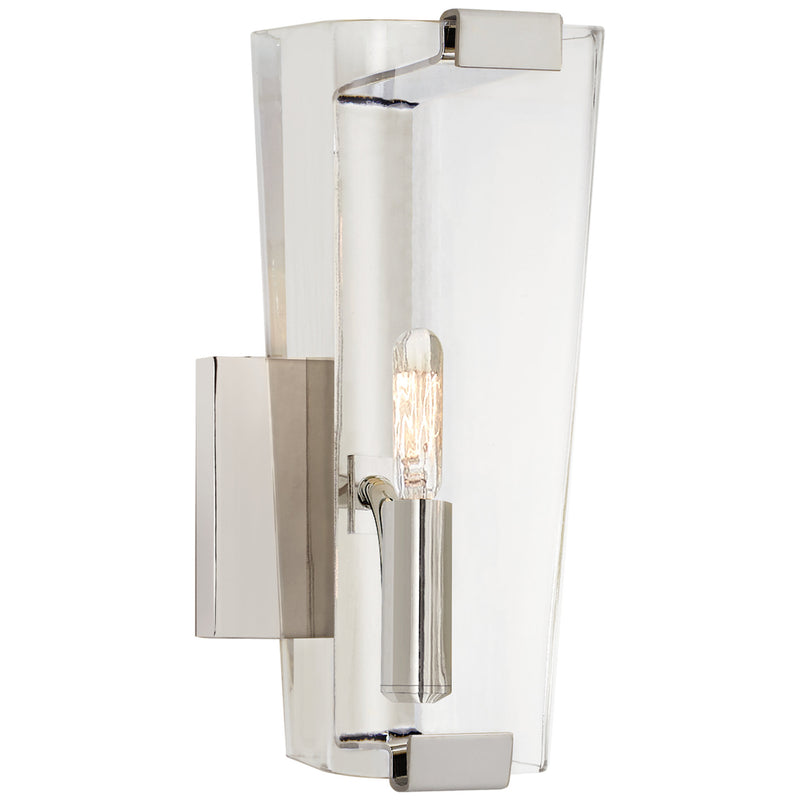AERIN Alpine Small Single Sconce in Polished Nickel with Clear Glass