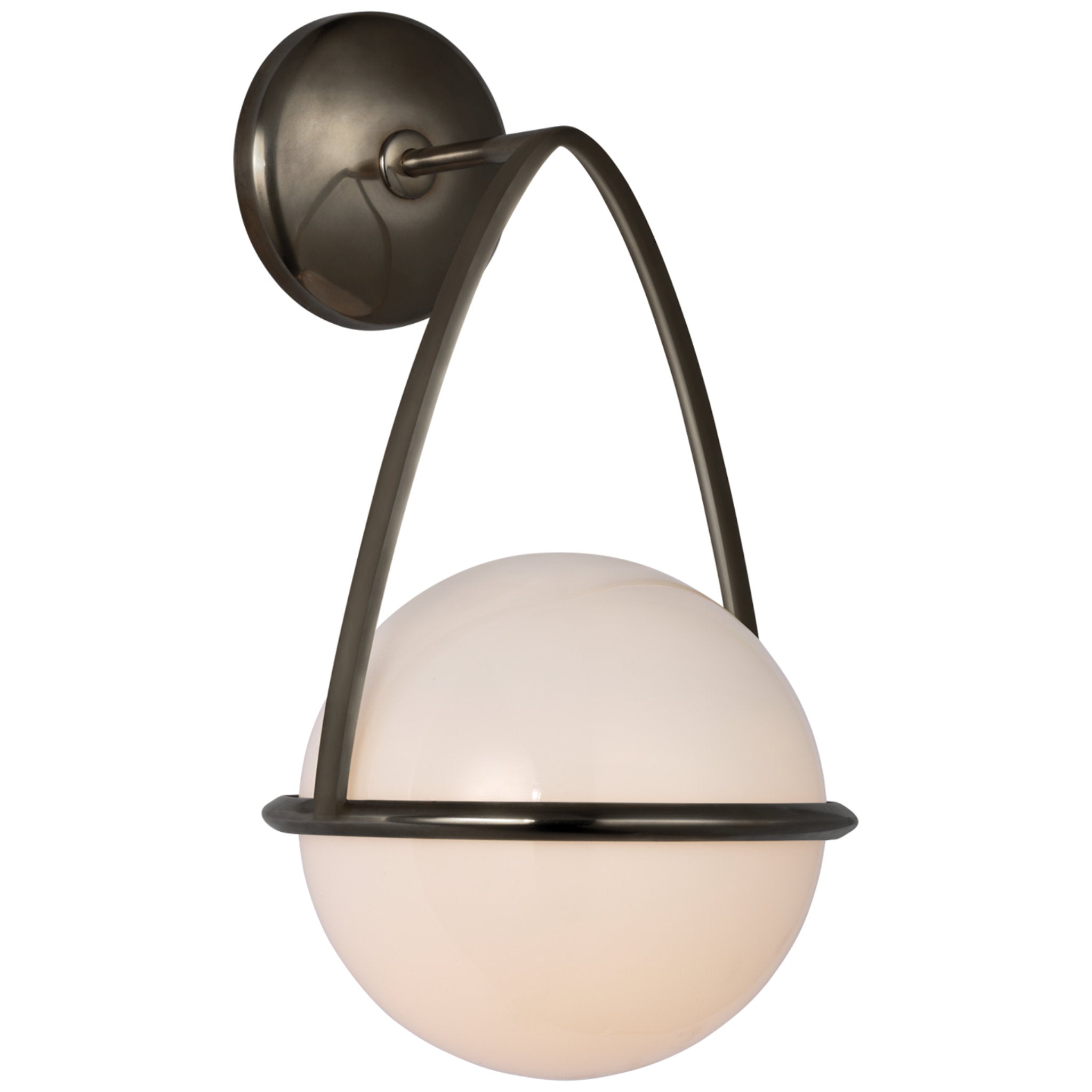 AERIN Lisette Bracketed Sconce in Bronze with White Glass